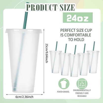 Bokon 15 Sets Tumbler with Straw and Lid Bulk 24 oz Reusable Plastic Cups to Go - Image 2