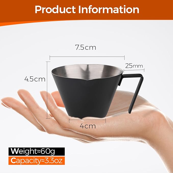 YARRAMATE 4 Pack Stainless Steel Espresso Shot Cup, 3.4oz | Heat Insulated Grip - Image 2