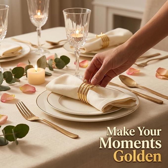 Napkin Ring Set of 8, Metal Serviette Holders - Image 5