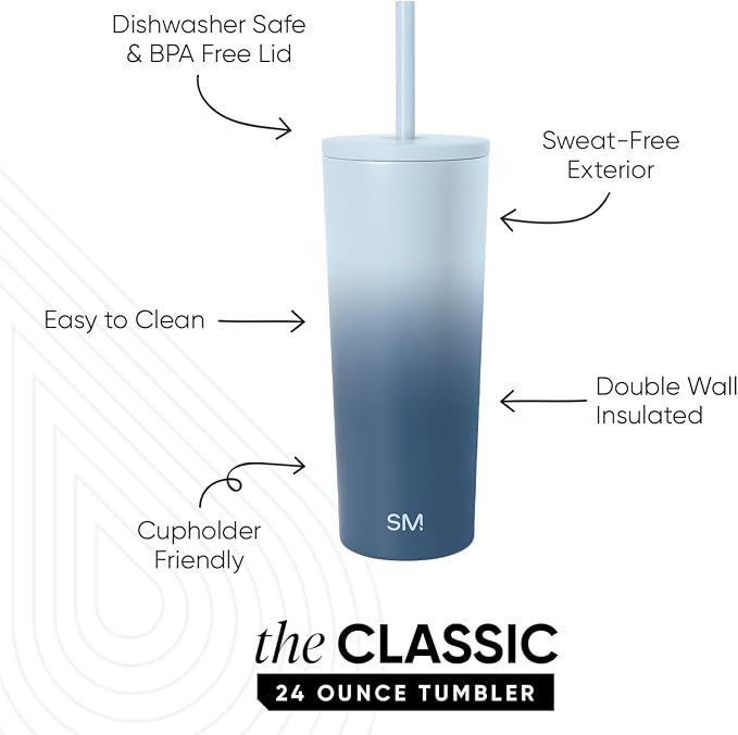 Simple Modern Iced Coffee Tumbler, Insulated | 24oz | Ombré | Reusable - Image 2