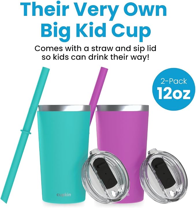 CUPKIN Toddler Tumblers, The Original 12 oz Stackable Stainless Steel Cups - Image 2