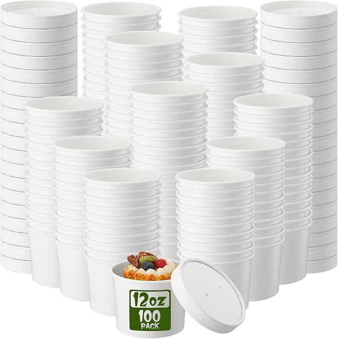 Fulmoon 100 Pack Paper Soup Containers by Fulmoon
