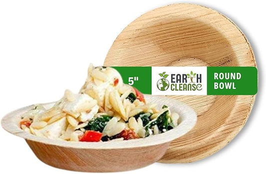 Areca Palm Leaf Round Bowls 5-Inch, Pack of 25