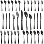 30 Pcs Black Silverware Set for 6, Food Grade Stainless Steel Flatware Set by Lazycorner