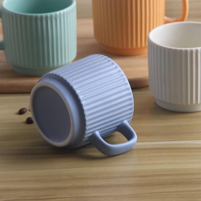 Stackable Coffee Mugs Set of 4, 7 OZ Ceramics Espresso Cups - Image 4
