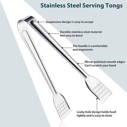 8 Pack 7-Inch Stainless Steel Serving Tongs, Mini Buffet Tongs - Image 2