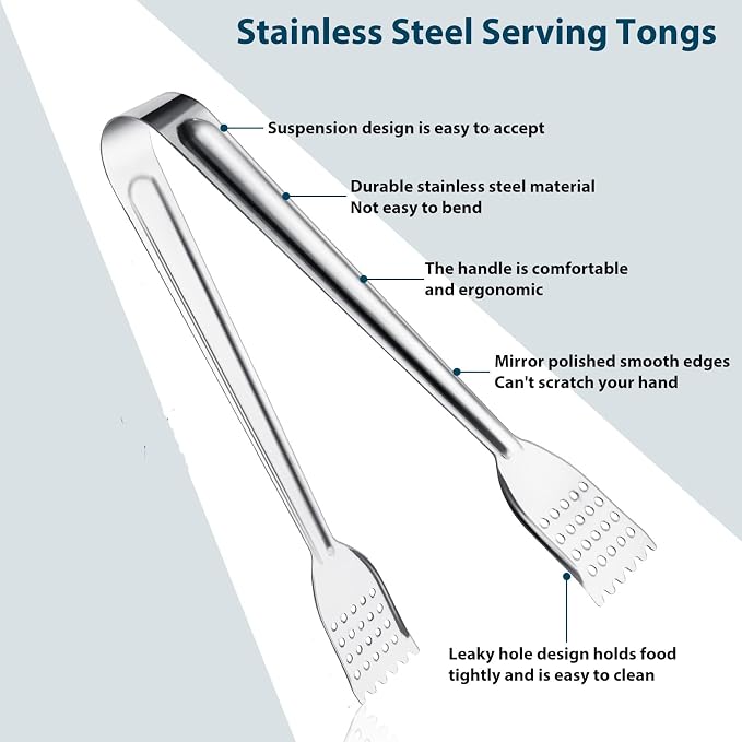 8 Pack Serving Tongs, 9 Inch, Stainless Steel - Image 7