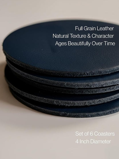 Real Natural Grain Leather Coasters – Durable Non-Slip Distressed Design - Image 5