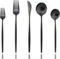 Shiny Black Silverware Set, JASHII 30-Piece Stainless Steel Satin Finish by JASHII