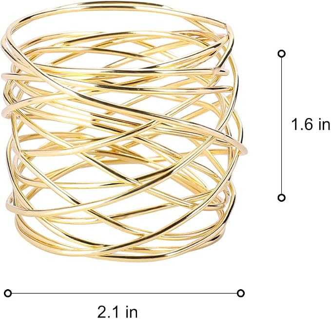Accmor Napkin Rings, Metal Gold Round Napkin Rings Buckles - Image 7