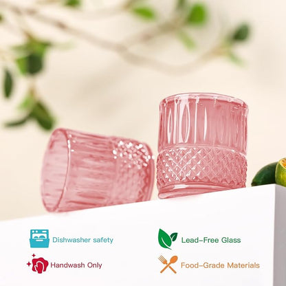 JOVGANK Mini Pink Shot Glasses Set of 6 – 1.5oz Small Vintage Fancy Ribbed - Image 4