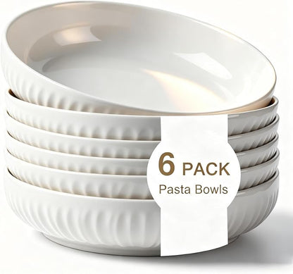 8 Inch Ceramic Pasta Bowls, 6 Pack, 34 Oz Serving Bowls, dishwasher and oven by Aoveew