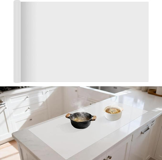 48" x 24" Heat Resistant Mat for Countertop Lanstics Silicone Baking Mat Non-Slip Silicone Mats Multipurpose Countertop Protector Mats Fire Resistant Mat Place Mat for Kitchen Counter (White)