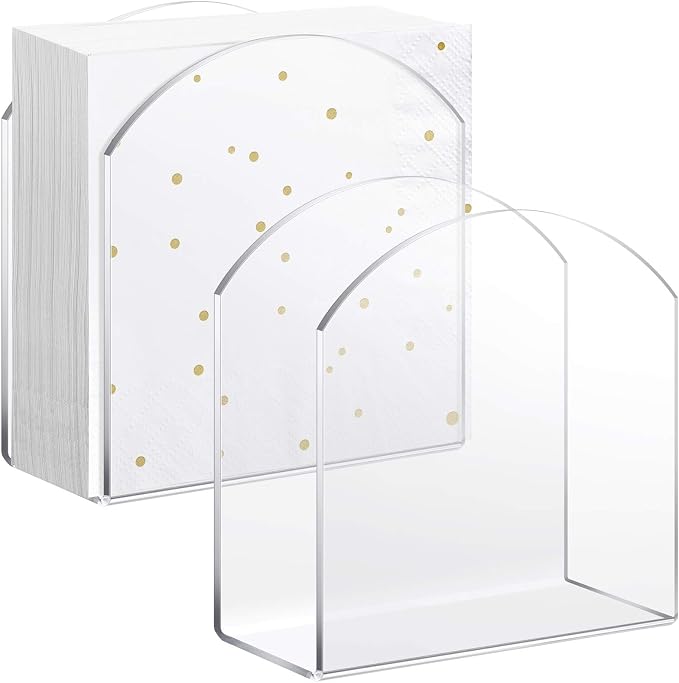 Patelai 2 Pack Crystal Acrylic Clear Napkin Holder by Patelai