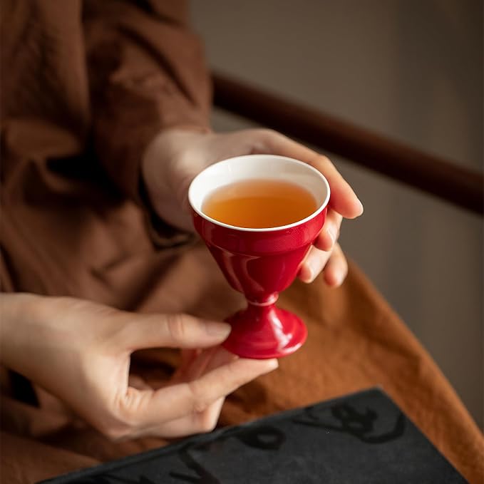 KAMMAK Tea Cup, 3oz Small Tea Cups Set of 2, Ceramic Tea Cups - Image 8