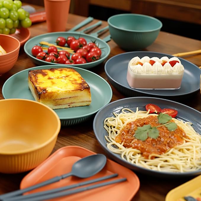LRUUIDDE Lightweight Wheat Straw Plates 9 Inch, Microwave and Dishwasher Safe - Image 2