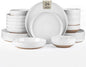 AmorArc Ceramic Dinnerware Sets with Pasta Bowls for 6, Handpainted Plates and Bowls Set with Rustic Terracotta Underside, Scratch Resistant Dishes Set, Dishwasher & Microwave Safe, 24 Pcs