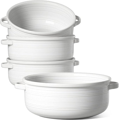 LE TAUCI Soup Bowls with Handles - 22 oz Lead-Free Ceramic French Onion Crocks by LETAUCI