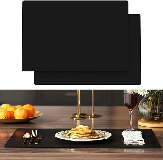 2-Pack Extra Thick Silicone Counter Mats - 24”x16” Large Heat Resistant Kitchen Countertop Protector, Non-Slip Hot Pad Trivet for Air Fryer, Hot Pots & Pans, Coffee Maker (Black)