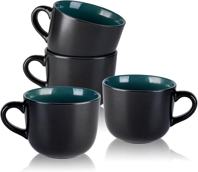 AmorArc 24 oz Soup Mugs with Handles, Jumbo Ceramic Bowls Mugs Set with handles by AmorArc