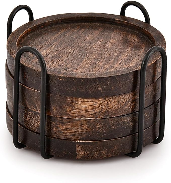 Mango Wood Coasters for Drinks by Samhita