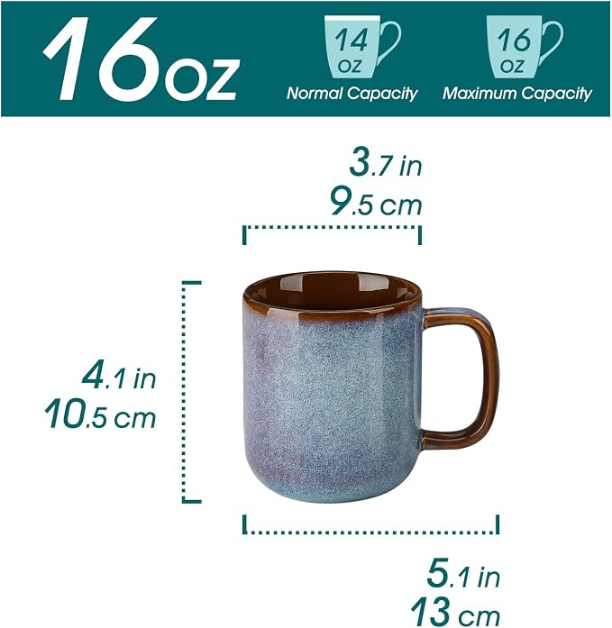 vancasso 16 oz Coffee Mugs Set of 6, Large Ceramic Mug - Image 2