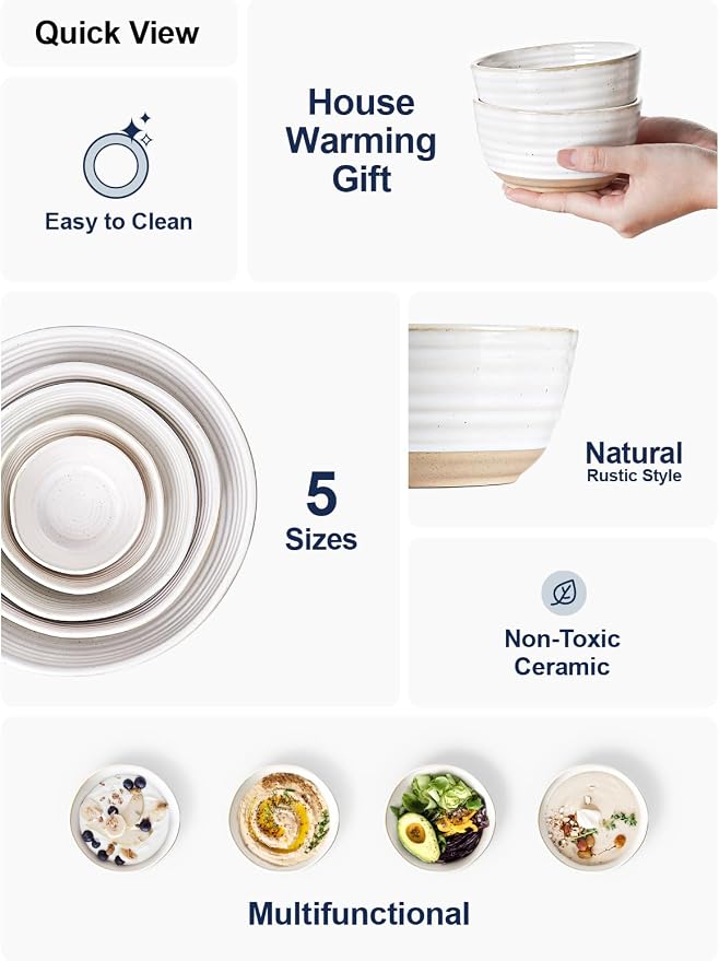 LE TAUCI Small Bowls 10 oz, Ice Cream Bowl, Ceramic Stoneware Bowl, Bowls Set - Image 5
