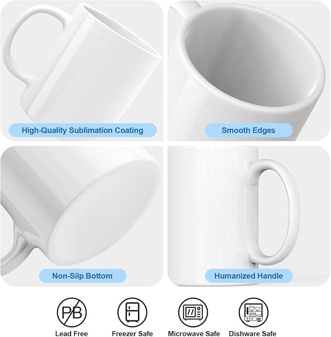 Dmsky Sublimation Coffee Mugs Tazas para Sublimar 11 oz Blank Bulk Coffee Mug - Image 3
