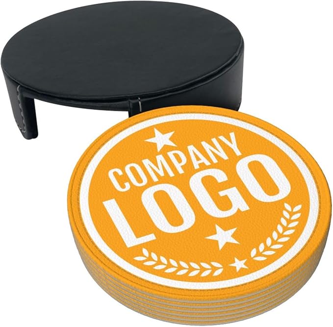 Custom Leather Coasters with Logo - Image 3