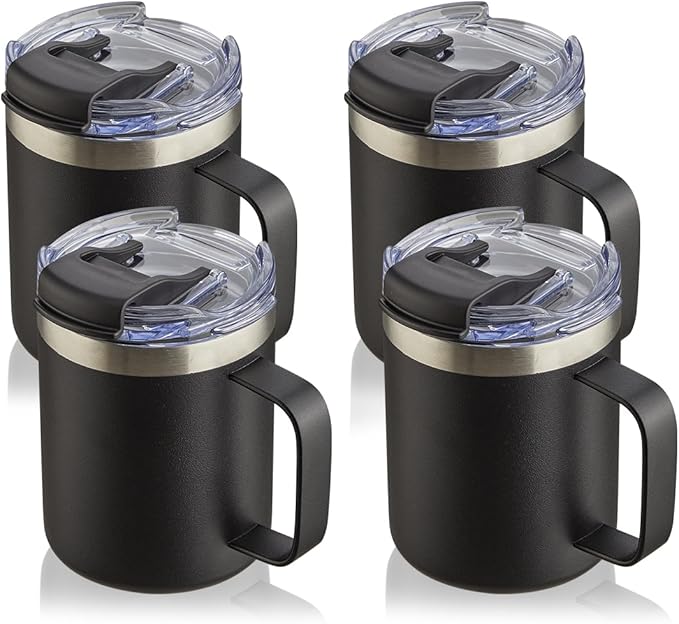 12oz Insulated Travel Coffee Mug by ALOUFEA