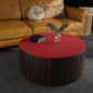 Round Table Pad, 1.8mm Thick, Dia.24 Inch, Leather Table Cover, Table Protector (Dia.24, Black+Wine Red)