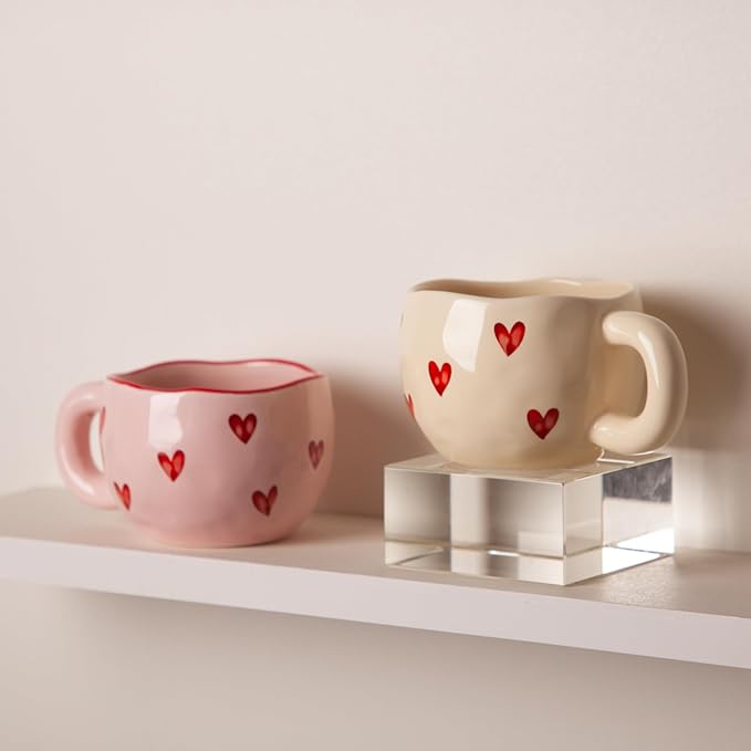 4pcs Ceramic Heart Mugs, 9.4OZ Cute Love Coffee Cup Set, Dishwasher Safe - Image 9