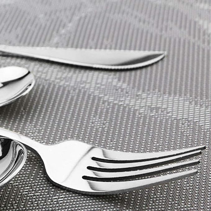 JASHII 20-Piece Stainless Steel Satin Finish Flatware Set, Shiny Silver - Image 4