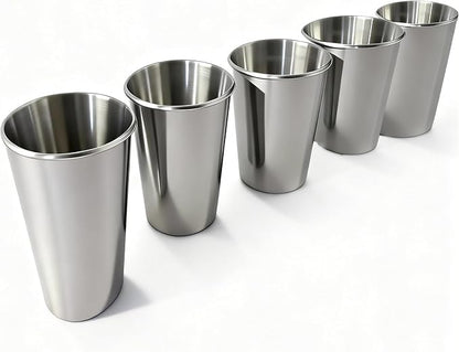 5 Pack 16 oz 304 Stainless Steel Pint Cups, Stackable Camping Cups | Food-Grade by Unknown