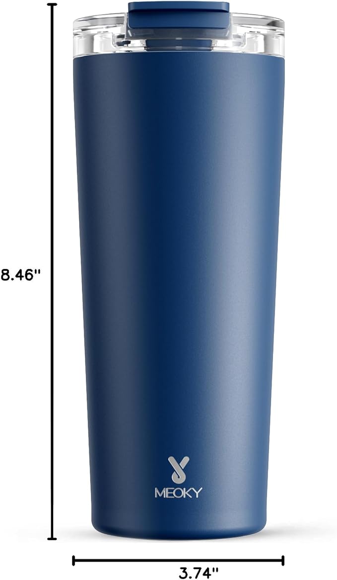 Meoky 24 oz Insulated Travel Coffee Mug: Leak Proof Lid, Sea | Stainless Steel - Image 3