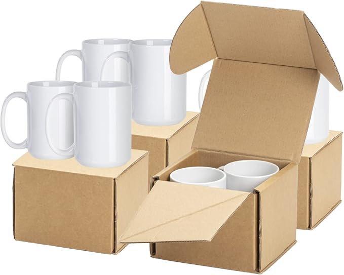 PYD Life 8 Pack Sublimation Mugs Blanks 15 OZ White Ceramic Photo Cups | Coffee by PYDLife