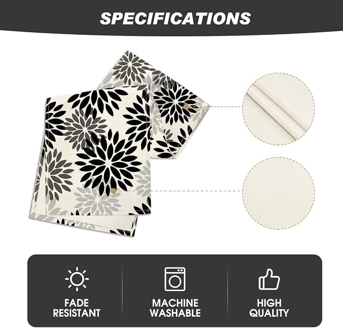 Artoid Mode Black Dahlia Floral Pinnata Halloween Table Runner, Fall Autumn - Image 5