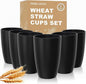 Wheat Straw Large Cup Set of 6, Unbreakable 20 OZ Tumbler, Alternative to by Perlapoc