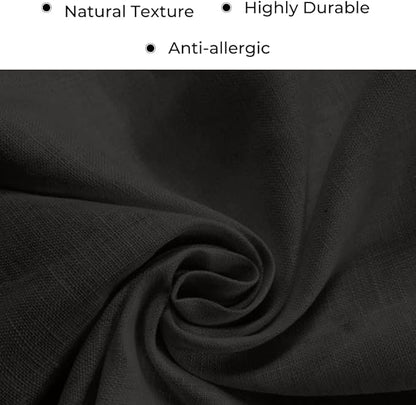 D'Moksha Homes Linen Black Table Runner 120 Inches Long - 100% Pure Linen Dining Table Runner 14 x 120 Inch for Spring, Easter - Machine Washable