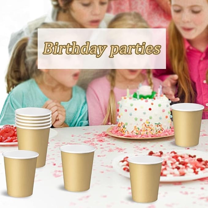 75 Pack 8 oz Disposable Paper Cups, Khaki Paper Coffee Cups | Beverage Drinking - Image 6