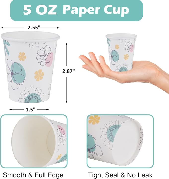 Lamosi 300 Pack 5 oz Paper Cups, Disposable Small Bathroom Water Cups | Mini - Image 2