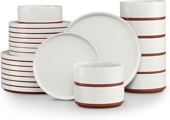 LIANYU 24 Pieces Porcelain Dinnerware Sets, Premium Plates and Bowls Set | by LIANYU