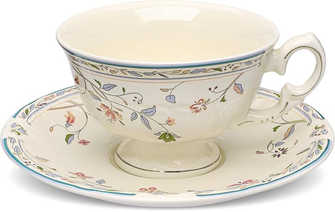 fanquare Vines Floral Tea Cup and Saucer by fanquare