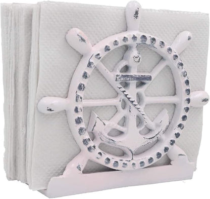 THDC Nautical Napkin Holder, Lunch, Dinner, Nautical Collection Napkin Holder, Made of Metal (Anchor Distressed Pink)
