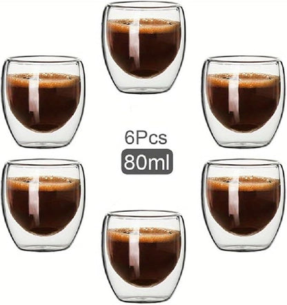 6pcs Double Wall Espresso Cups, 3 Ounce Glass Coffee Mugs, Insulated Small - Image 8