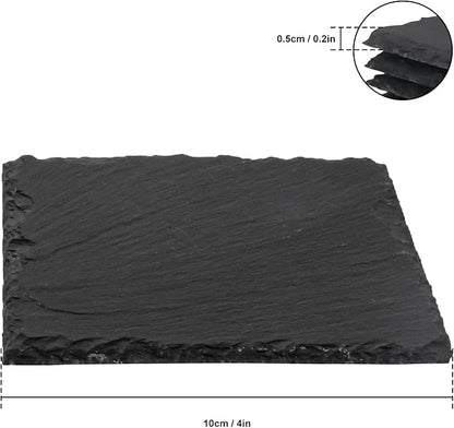 20 Pack 4 Inch Square Slate Coasters,Black Stone Coasters with Anti-Scratch Bottom, Ideal for Home Decor, Bar, Housewarming Gifts, and Laser Engraving KUKLIPJIM
