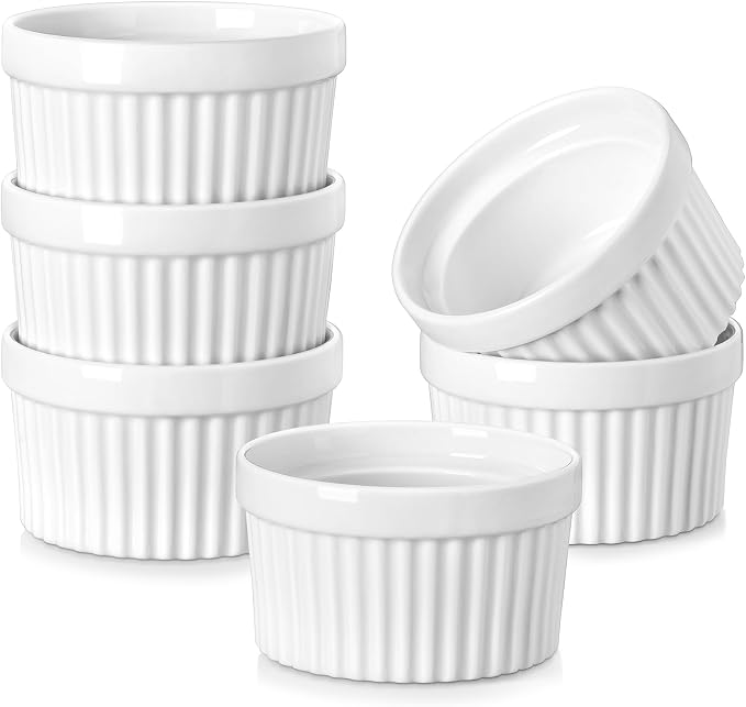 MALACASA Ramekins 6 oz Oven Safe, Porcelain Creme Brulee Ramekins Pudding by MALACASA