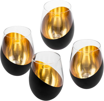 MyGift Black Wine Glasses Set of 4, Wedding Party Home Bar Birthday - Image 6