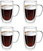 MEWAY 16oz/4 pack Coffee Mugs, Thickened Clear Glass Double Wall Cup by MEWAY