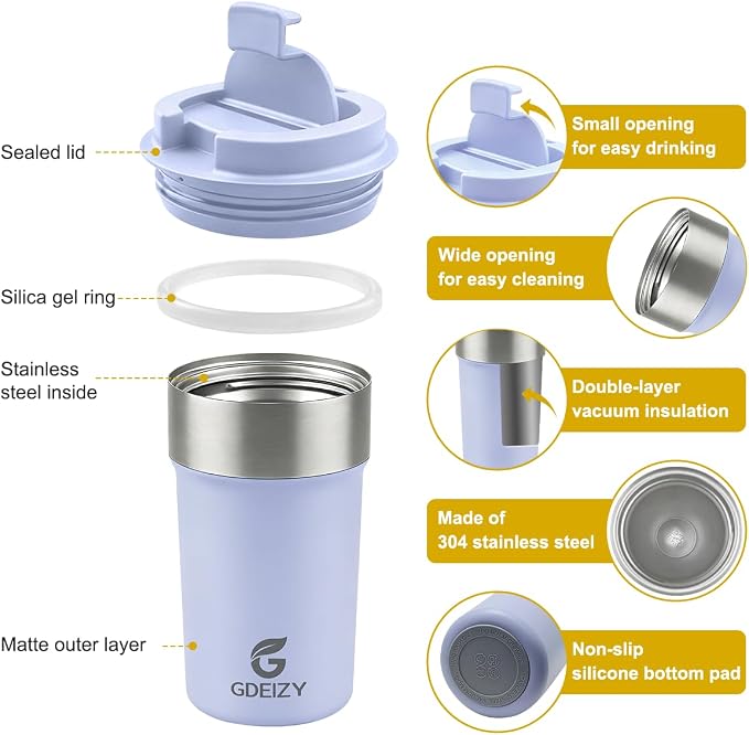 17oz Insulated Travel Coffee Mug, Stainless Steel Cup - Image 5